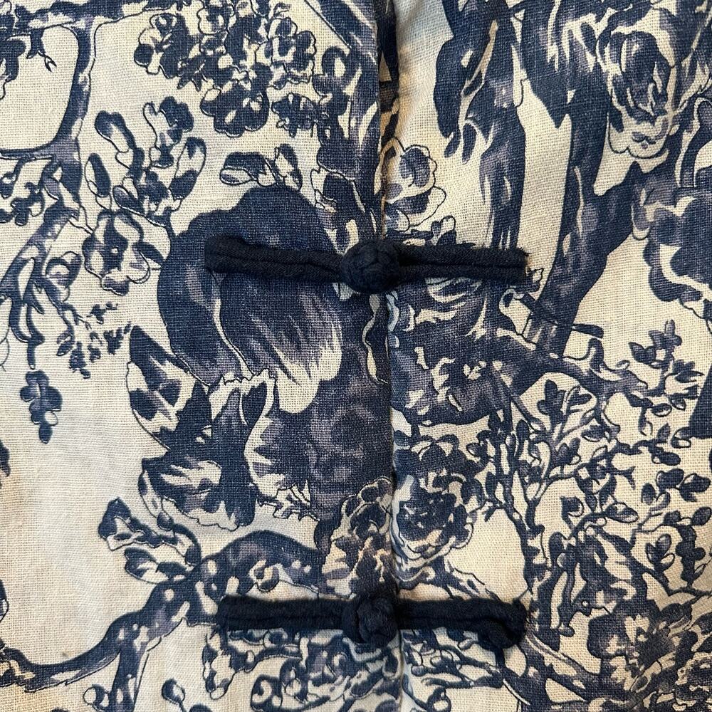 SOFT SURROUNDINGS COTTON/LINEN BLEND MANDARIN COLLAR KIMONO TUNIC NAVY Medium - Picture 8 of 10